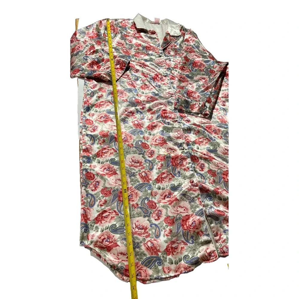Floral Robe Roses & Paisley LS Buttons Collar Daford XL Cottagecore EUC Lounge